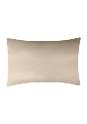 Poszewka satynowa SAN ANTONIO sandy beige z białą lamówką