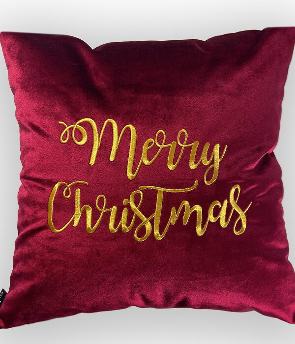 Poduszka VELVET z haftem Merry Christmas