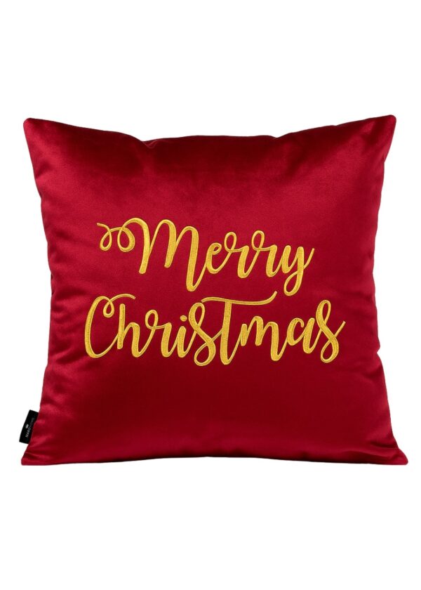 Poduszka VELVET z haftem Merry Christmas