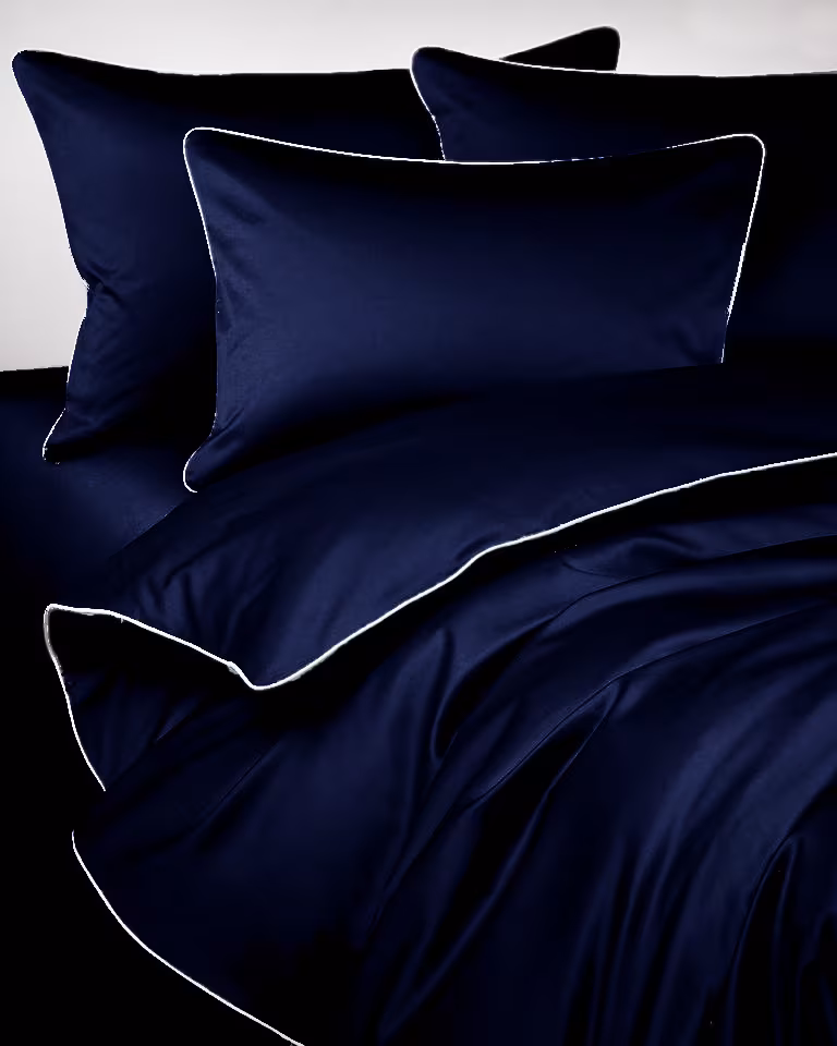 Poszwa satynowa SAN ANTONIO navy blue z białą lamówką