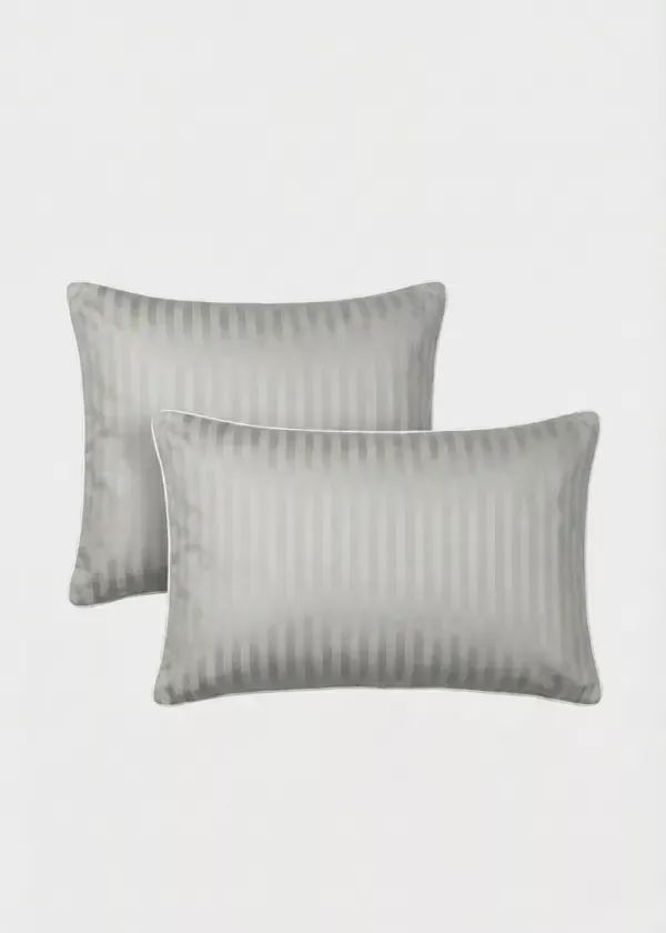 Poszewka adamaszkowa SAN ANTONIO szary jasny z białą lamówką