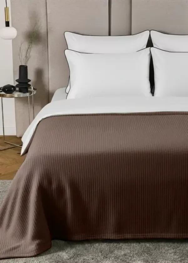 Narzuta SOFT CHEVRON - jasny brązowy