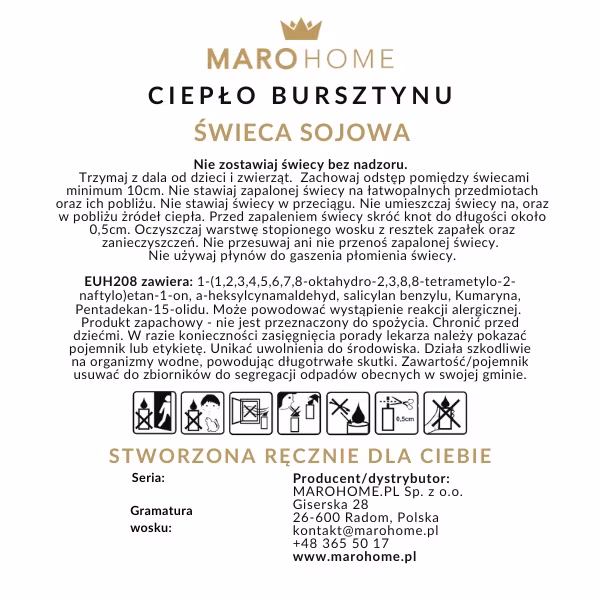 Świeca sojowa - Ciepło Bursztynu